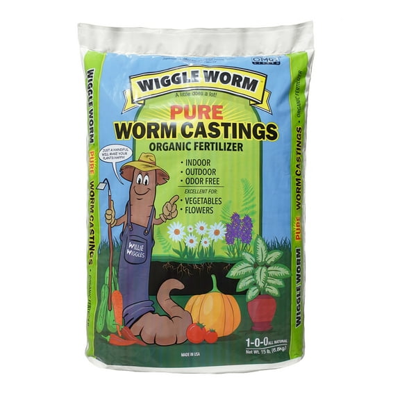 Wiggle Worm Soil Builder Earthworm Castings Organic Fertilizer, 15 lb