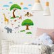 thumbnail image 4 of Calcomanía de pared de animales del bosque coloridos, jirafa, elefante, león, cebra, árbol, sol, nubes, arte de pared para habitación infantil, decoración de jardín de infancia, 4 of 9