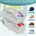 thumbnail image 2 of Hnrifc 2 PCS Stackable Hat Storage for Baseball Caps, Holds up to 24 Caps Hat Organizer for Closet, Hat Organizer for Women & MenSturdy Snapback Boxes for Men with Cardboard, Grey, 2 of 7