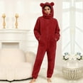 thumbnail image 7 of XuJwPNcy Pajamas for Women Fleece Onesies Warm Sherpa Lined Romper Sleepwear Hooded Loungewear Pjs Jumpsuit, 7 of 7