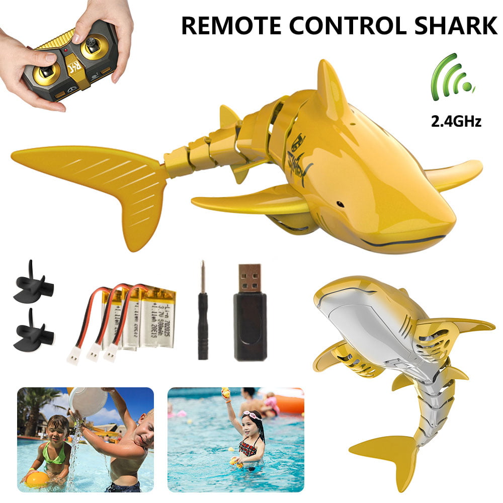 1:18 Scale High Simulation RC Shark Remote Control Shark Toy Underwater RC Boat Toy for Boys Girls Age 6+ Xmas Birthday Cool Toys Gift 2.4GHz Remote Control Pool Racing Boat Black 