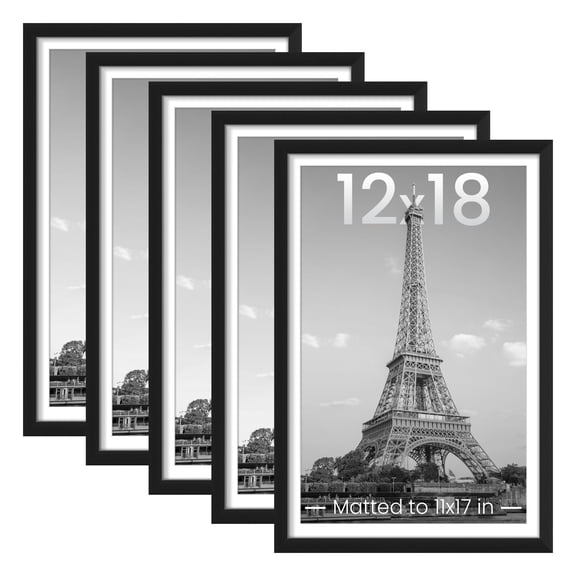 upsimples 12x18 Picture Frame Set of 5,Display Pictures 11x17 with Mat or 12x18
