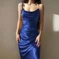 thumbnail image 4 of Vestido de satén sexy y elegante con abertura y escote bajo, 4 of 9