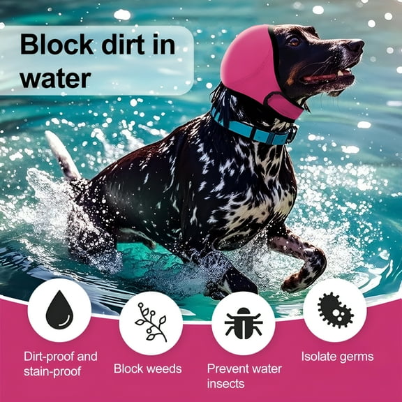 GASTROPOD Dog Ear Muffs No Shake Ear Wrap Elastic Waterproof Ear Protector for Hematoma Bathing Drying Swim Noise Anxiety Relief