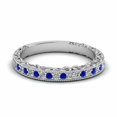 thumbnail image 2 of HeartsAndYou 1ct Natural Sapphire Stylish Half Eternity Wedding Band 14k SOLID White Gold, 2 of 9