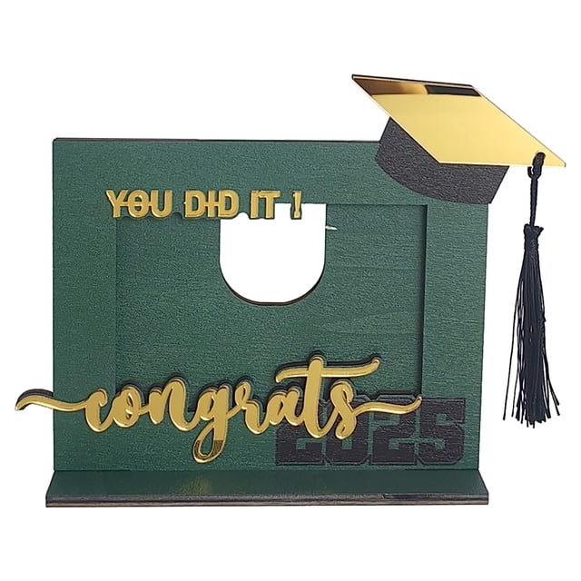 Graduation Photo Frame Wooden Tabletop Display Photo Frame With Stand Bachelor Hat Wood Decorative Photo Holder For Home Desk