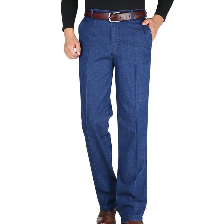 Hvyesh Mens Premium Classic Fit Pleat Front Regular Pants Big and Tall Business Fallow Jeans Trousers Zipper Expandable Waist Casual Long Pant