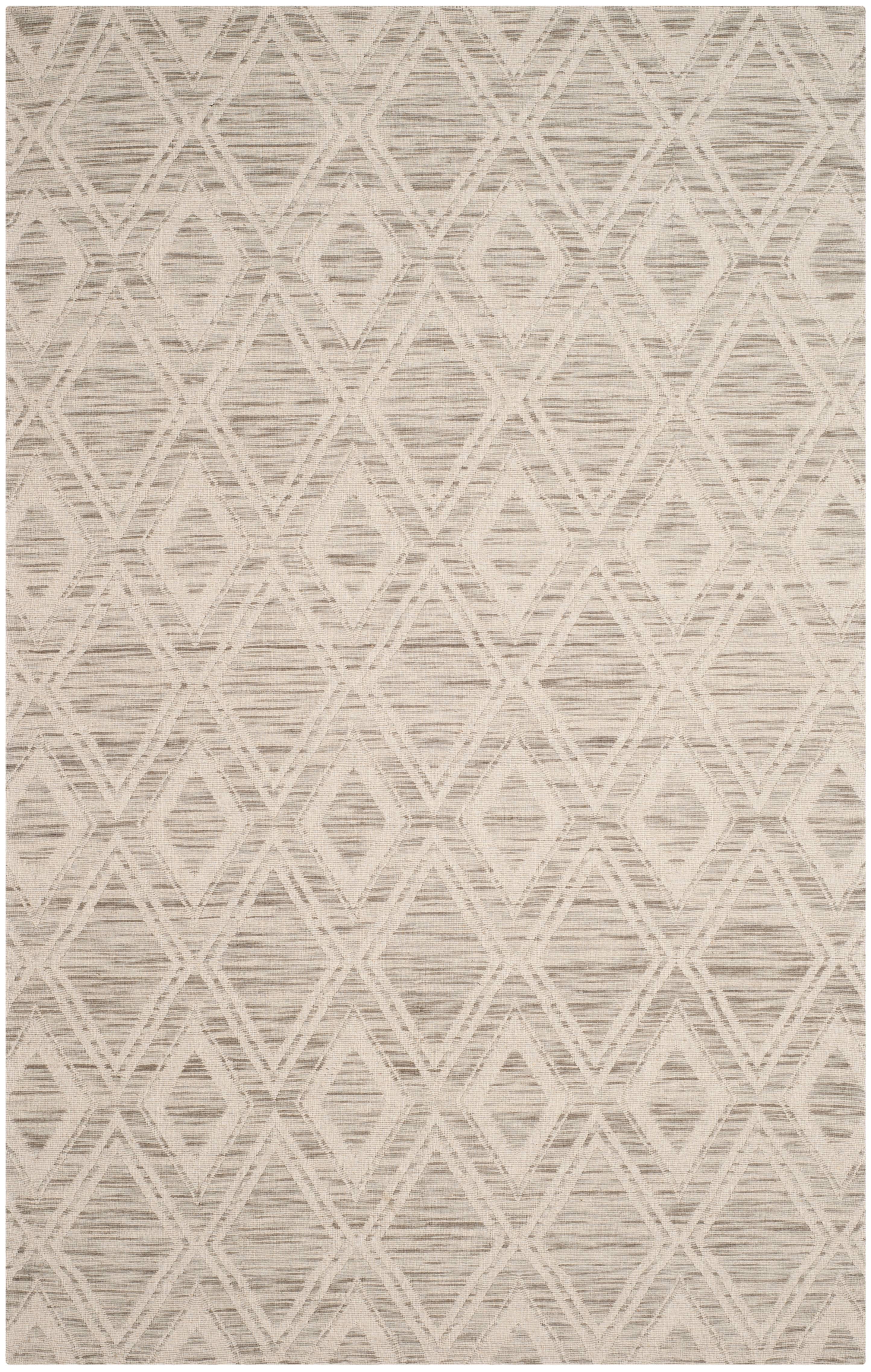 SAFAVIEH Marbella Alicia Geometric Diamonds Wool Area Rug, Light Brown/Ivory, 6' Square