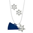 thumbnail image 1 of Delight Jewelry Acrylic 1.25" Navy Megaphone Silver tone Snowflake Charm Necklace and Stud Earrings, 1 of 4