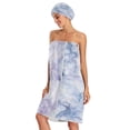 thumbnail image 3 of 3-Piece Bathroom Towel Set with Bath Towel, Quick-Dry Hair Cap and Hair Turban for Bath Yoga Beach Light Purple and Blue Marble, 3 of 6