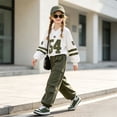 thumbnail image 2 of Enyan Girl's 2 Piece Outfits Trendy Long Sleeve Y2K Shirt Top+Cargo Baggy Pants Set Teen Kid Girl Winter Clothes,9-10 Years, 2 of 7