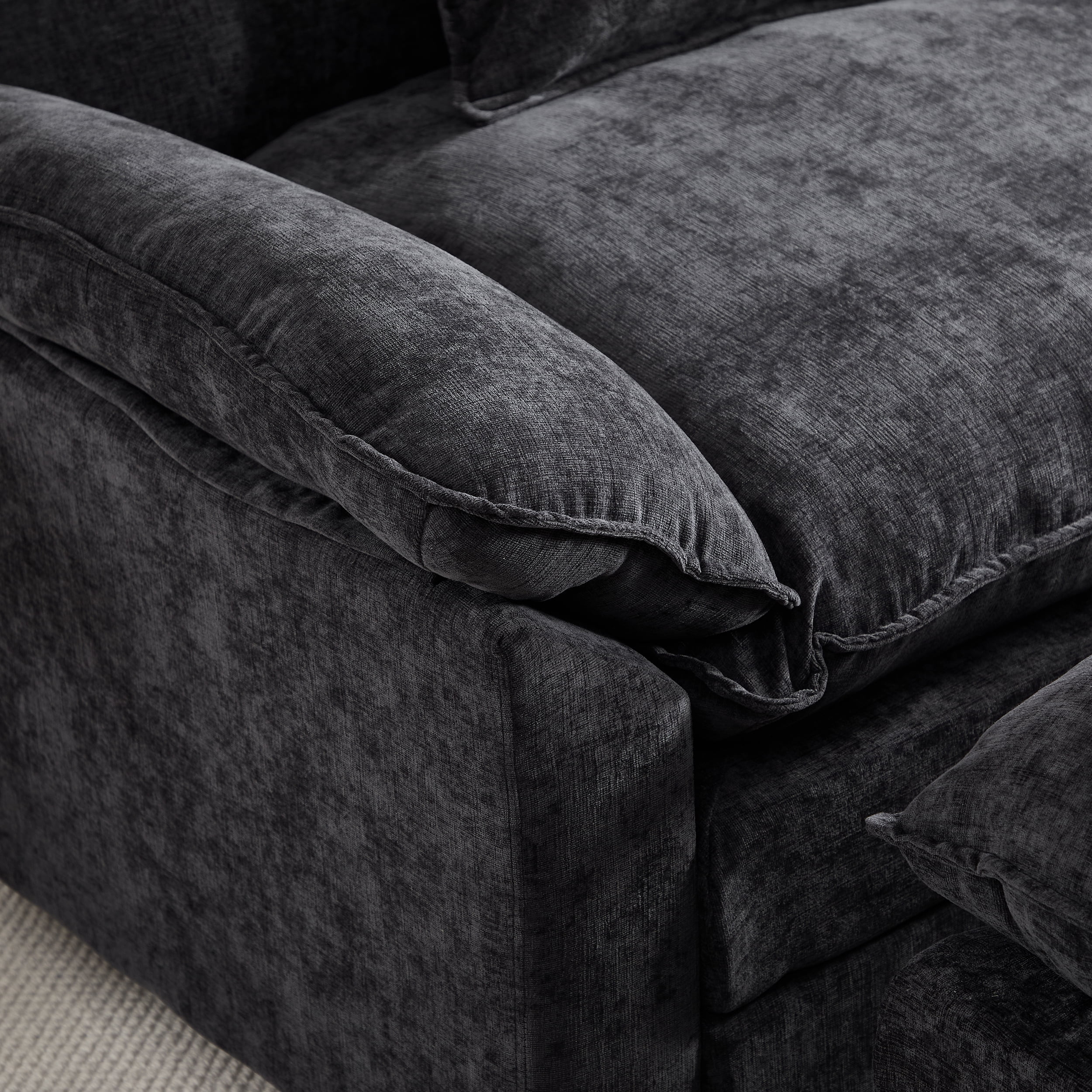 44.5" Accent Chair with Ottoman Club Chair Chenille Upholstered Armchair