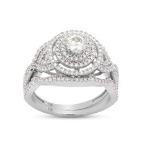 2/3 ct.t.w Centre 4MM Round Cut Lab Created Moissanite Diamond Double Halo Bridal Engagement Ring Set In 10K Solid White Gold (G-H Color, VVS1 Clarity,0.66 Cttw)-9