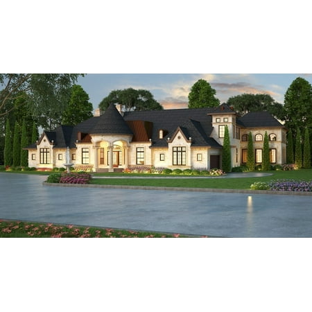 015-1032: Luxury Chateau 5 Bed, 7 Bath Luxury Home Plan, 7685 Sq Ft: Full Blueprints with License to Build by Home Plan Marketplace - Lesuto