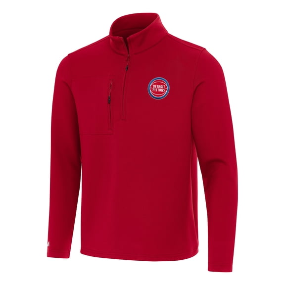 Men's Antigua  Red Detroit Pistons Insider Quarter-Zip Top
