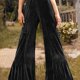 thumbnail image 4 of Pantalones casuales de moda y tendencia para mujer con terciopelo y volantes, pantalones de pierna ancha, pantalones para dama., 4 of 7