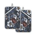 thumbnail image 2 of 2-Pack Pot Holders Heat Resistant Kitchen Oven Mitts 7x9.8in for Oven, Microwave & BBQ Blue Peonies, 2 of 7