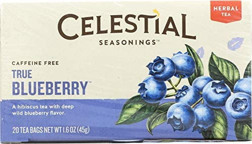 Celestial Seasonings, Herbal Tea, Caffeine Free, True Blueberry, 20 Tea Bags, 1.6 Oz (Pack of 6)