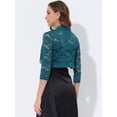 thumbnail image 4 of Cárdigan elegante con cuello con volantes pamujer, top de encogimiento de hombros con encaje floral transparente azul verde L, 4 of 5