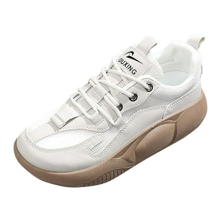 OJSFQUFP Womens Comfort Sneakers Leisure Sport Shoes Running Shoes Breathable Fashion for Student and Teenagers Work Flats Office Shoes Women Flat Shoes White 40