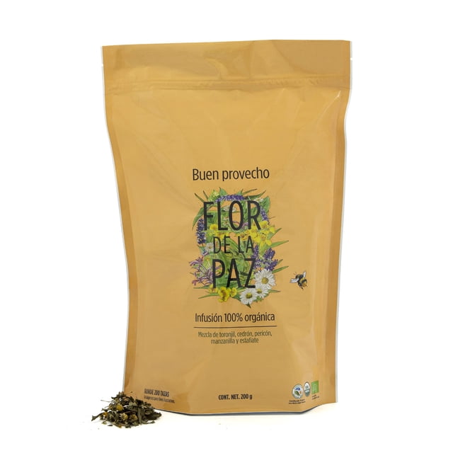 FLOR DE LA PAZ | Té Orgánico Hoja Suelta 200g | Buen Provecho | Infusión de Toronjil, Cedrón, Pericón, Manzanilla y Estafiate | Digestivo Artesan