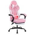 thumbnail image 2 of Computer Gaming Chairs with Massage Lumbar Support and footrest,Racing Style Computer Chair Adjustable Headrest for Adults,Pink White, 2 of 24