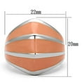 thumbnail image 2 of High polished (no plating) Stainless Steel Ring with Epoxy in Orange for Women Orange Stone Color Style TK822 Size 9, 2 of 4