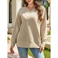 thumbnail image 3 of JYLFC Plus Size Sweatshirt for Women Lightweight Crew Neck Long Sleeve Shirts Khaki 2XL, 3 of 8