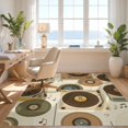 thumbnail image 3 of Design&I 8'x10' Washable Area Rug Snag-Free Record Vintage Vinyl Turntable Spinning Disc Cream Tone Music for Dining Room, Large Office, Lounge, 3 of 7