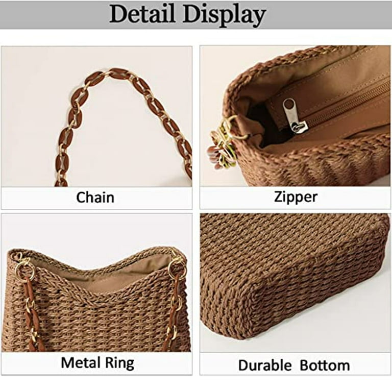  Woven Leather Hobo Bag With Purse for Women Top-handle