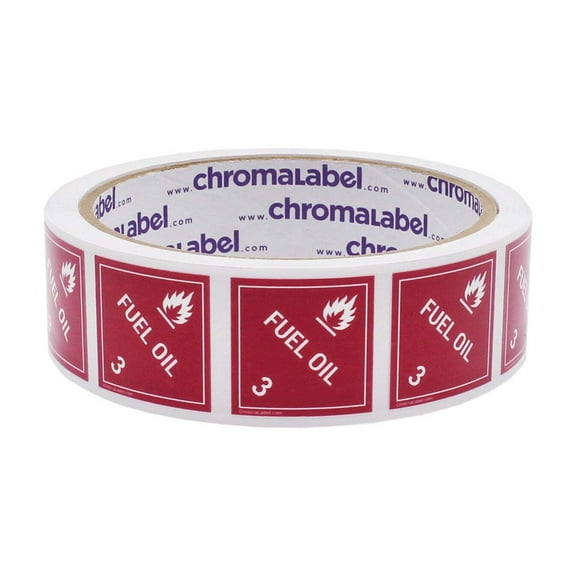 2" x 2" Permanent Durable Square D.O.T. Hazard Labels, Hazard Class 3 Fuel Oil Label, 100/Roll
