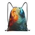 thumbnail image 1 of Saiise Red And Blue Fire Peacock Pattern Sports Drawstring Backpack - String Swim Gym Bag with Wet Proof Pocket for Women&Men-Medium, 1 of 6