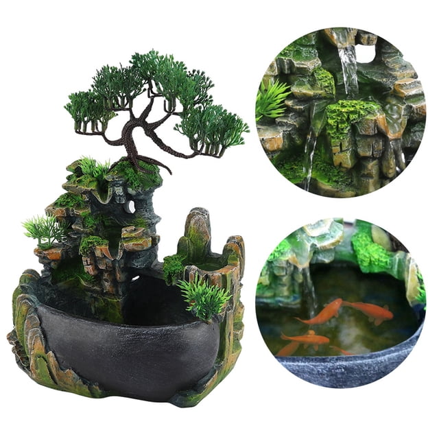 Fuente de escritorio, fuente de escritorio, cascada, pequeño humidificador, decoración de escritorio, diseño fácil de usar