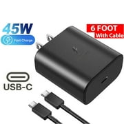 45W Super Fast Charger Type C Portable Wall Charger Adaptive USB-C  Fast  Chargering + 6ft USB-C to USB-C Cable