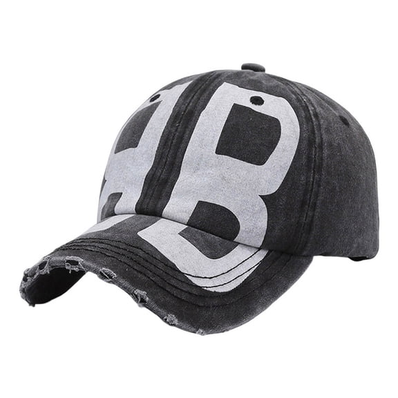 Women Mens Baseball Cap Womens Distressed Washed Denim Soft Top Letter Print Sun Hat Adjustable Running Workouts Black One Size