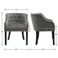 thumbnail image 2 of Guyou Velvet Dining Chair Set of 2, Mid-Century Modern Upholstered Dining Room Chair with Tufted Button Curved Back, Barrel Armchair Accent Chair with Solid Wood Legs for Kitchen Living Room, Gray, 2 of 7