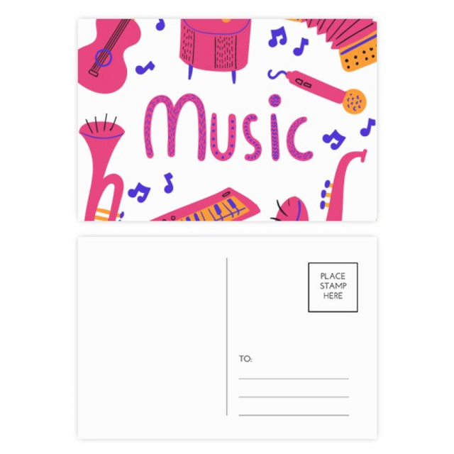 tromb guitar music instrument pattern postcard set birthday mailing thanks greeting card