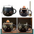 thumbnail image 2 of ZHAOCHENG Taza de gato negro con tapa de bruja y cuchara dorada, linda taza de café de cerámica única con gatito para el hogar y la oficina, 2 of 3