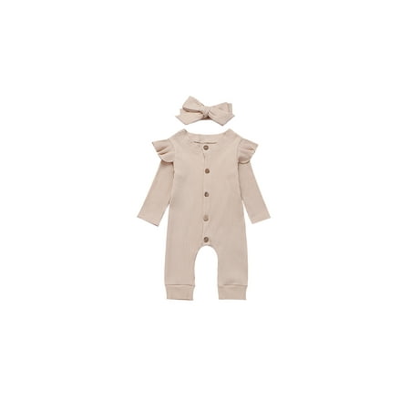 

Yejaeka Newborn Toddler Baby Girl Knitted Romper Jumpsuit Headband Outfits