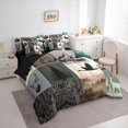 thumbnail image 2 of Castle Fairy Rustic Wildlife Deer Bear Duck Full Size Bedding Sets 7 Pieces for Teens,Smooky Jungle Animal Full Size Bed in a Bag,Brown Gray Green,Black Reversible, 2 of 7
