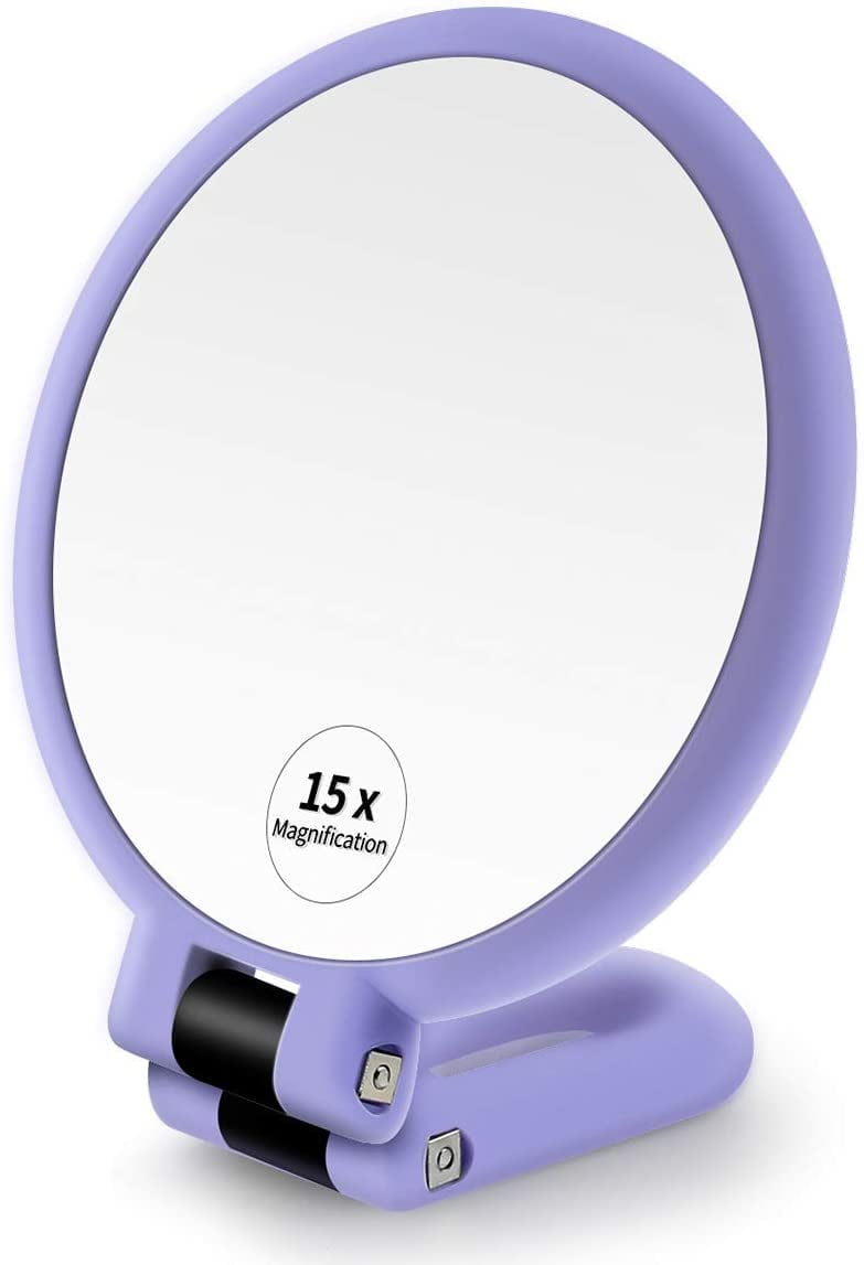 1X 15X Magnifying Hand Held Mirror,Double Side Folding Hand Mirror for
