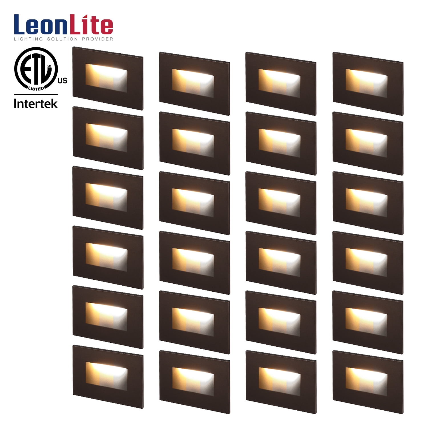 LEONLITE 24 Pack 3CCT LED Step Lights, 120V Dimmable Stair Lights
