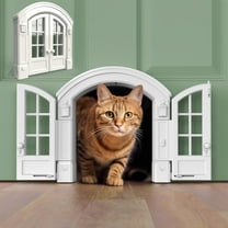 French Cat Door - Stylish No-Flap Cat Door Interior Door for Average-Sized Cats Up to 20 lbs, Easy DIY Setup, Secured Installation
