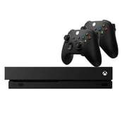 Restored Microsoft Xbox One X 1TB Video Gaming Console Black with 2 Retrofam Controllers, Black, 1 count, 1 pack