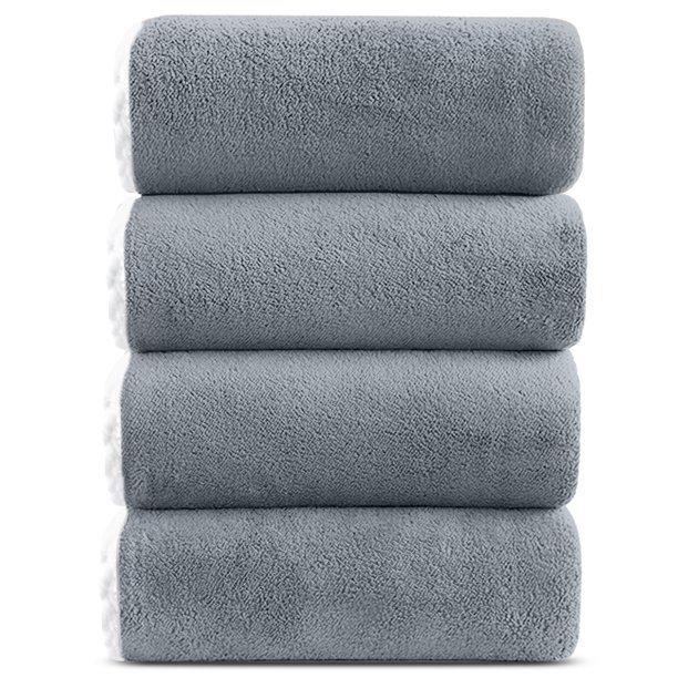 Toallas de Baño Grandes 35" x 70", Juego de 4 Sábanas de Baño Extra Suaves y Altamente Absorbentes, Toallas de Ducha Ligeras de Secado Rápido para Baño, Gimnasio, Viaje y Natación, Toallas de Baño...