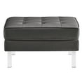 thumbnail image 3 of Loft Tufted Vegan Leather Sofa and Ottoman Set in Silver Gray, 3 of 10