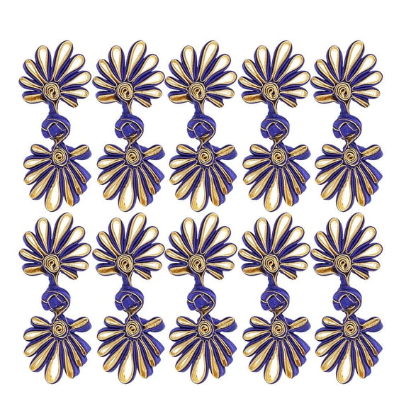 relayinert Flower Knot Fastener Cheongsam Frog Buttons Handmade Sewing Accessories Wedding Invitation Pankou Clothing Decorative sapphire and gold