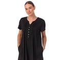 thumbnail image 4 of Aria Women’s Short Sleeve Split Neck Sweater Knit Nightgown, Sizes XS-5X, 4 of 5
