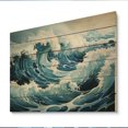thumbnail image 2 of Designart "Blue White Ocean Oceanic Odyssey I" Nautical & Beach Print on Natural Pine Wood, 2 of 5