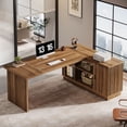 thumbnail image 3 of 70.8-Inch L-Shaped Executive Desk with File Cabinet, Large Computer Desk, Walnut, 3 of 9